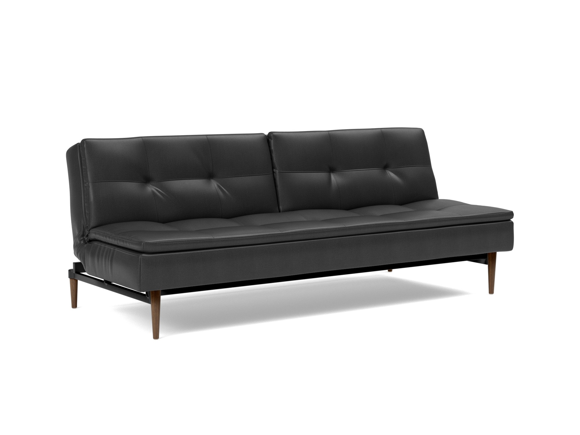 Schlafsofa Dublexo Lederoptik Faunal 550-Black Beine Styletto Eiche dunkel