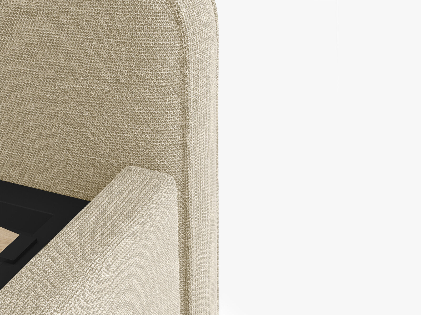 Micadoni Eda Bett mit Kopfteil Strukturierter Stoff Bjorn Beige 160x200