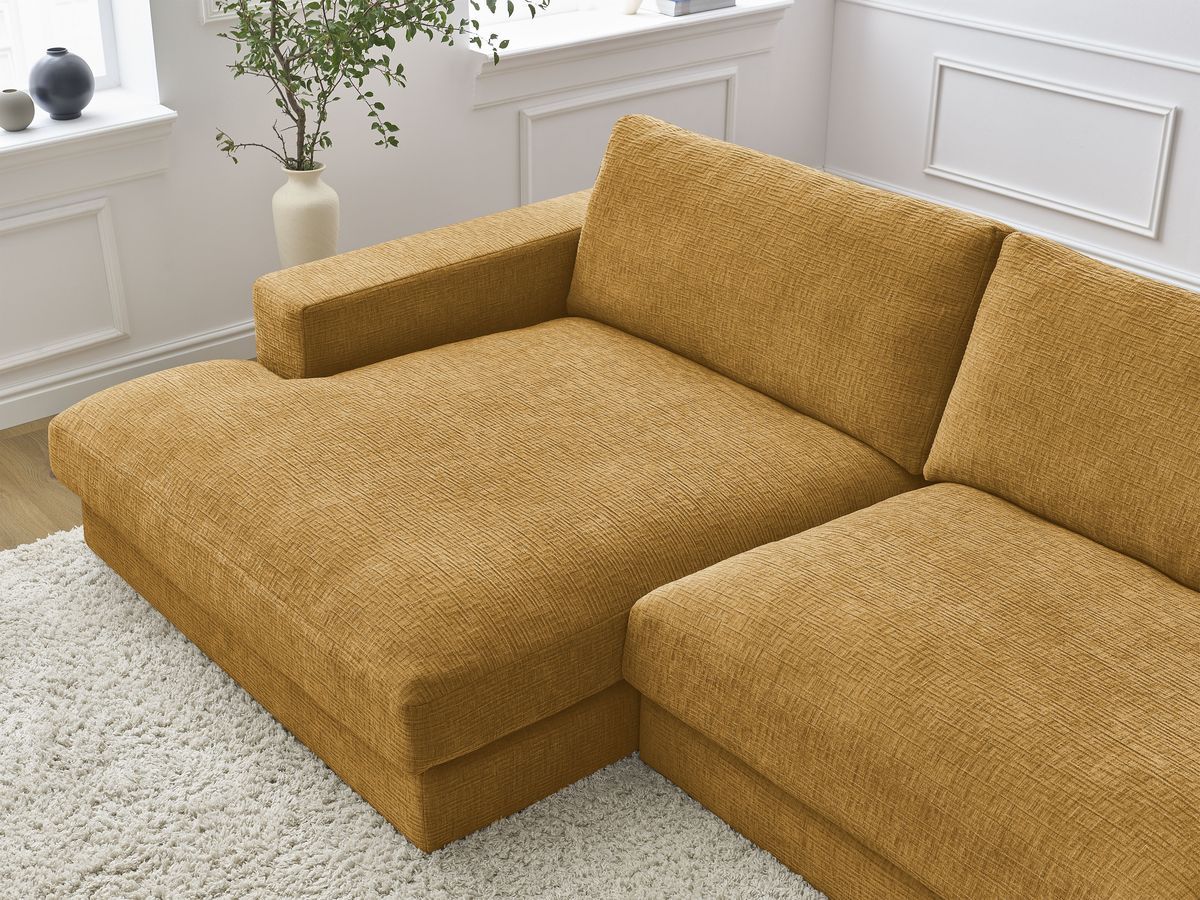 Bobochic Leonard Ecksofa 234 × 159 cm Strukturstoff Gelb Ecke links