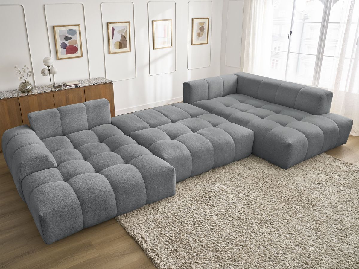 Bobochic Everest Wohnlandschaft, 14 Kissen Melange-Stoff Dunkelgrau Ecke links
