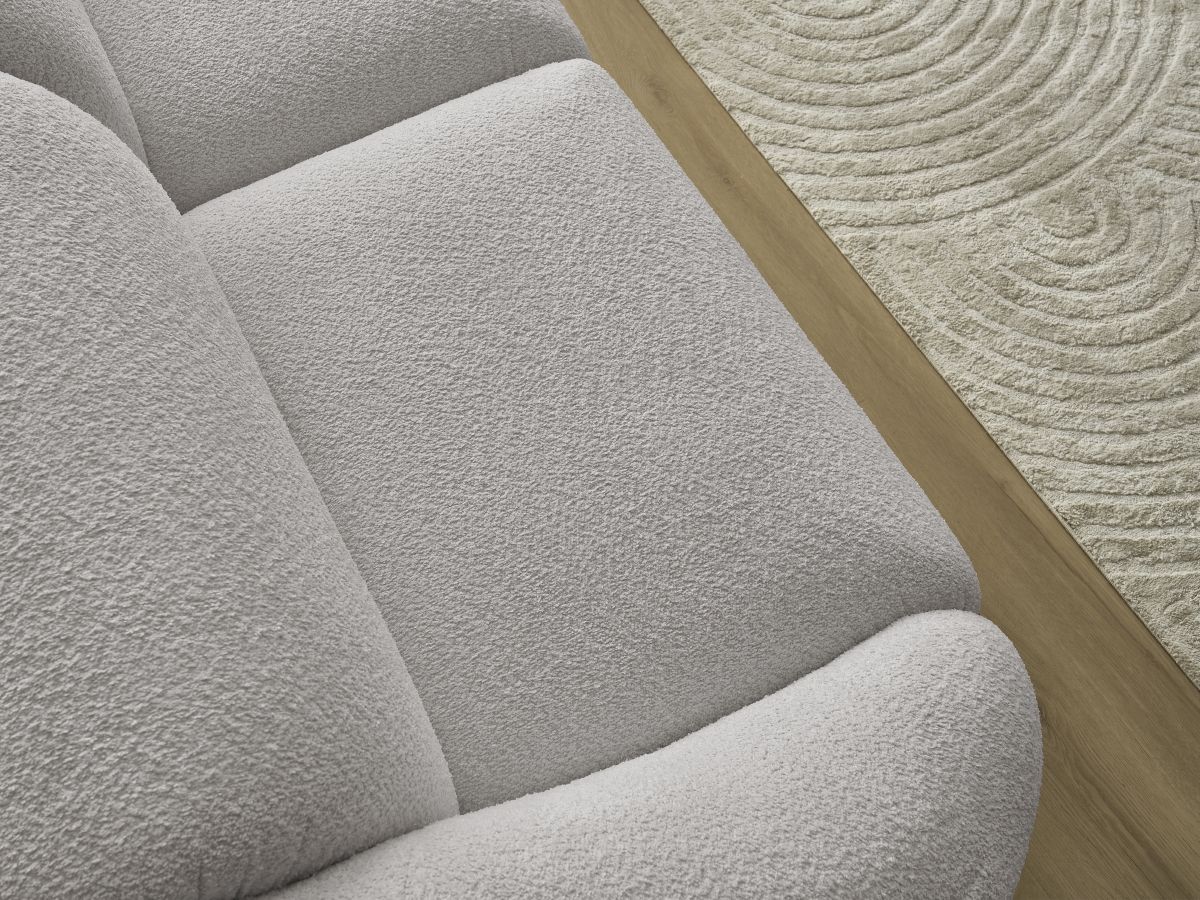 Bobochic Tina Sofa 3-Sitzer Bouclé-Stoff Hellgrau