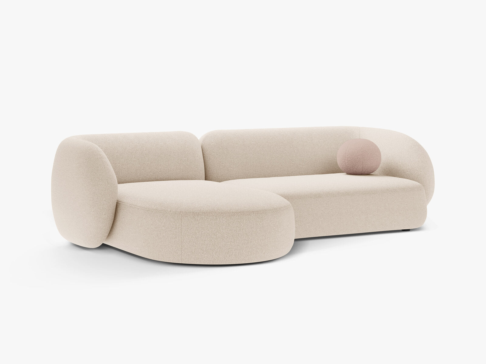 Micadoni Ecksofa Kate 3-Sitzer Links Strukturierter Stoff Hellbeige Melange