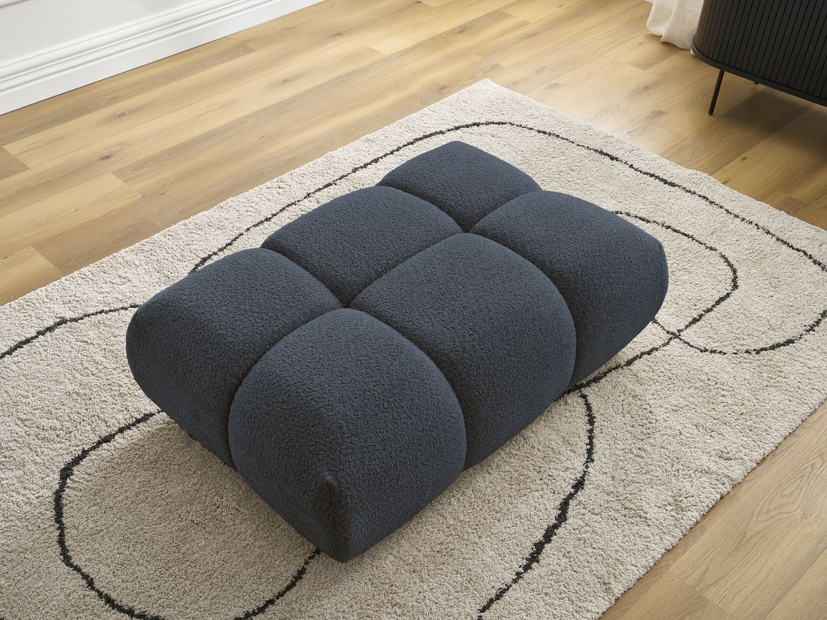 Bobochic Alya Pouf Bouclé-Stoff Dunkelblau