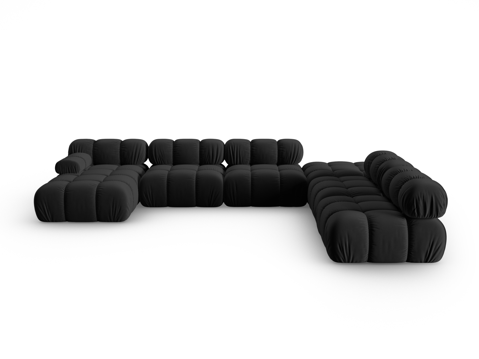 Micadoni Modulares Panorama Ecksofa Bellis 7-Sitzer Rechts Samt Bluvel Schwarz