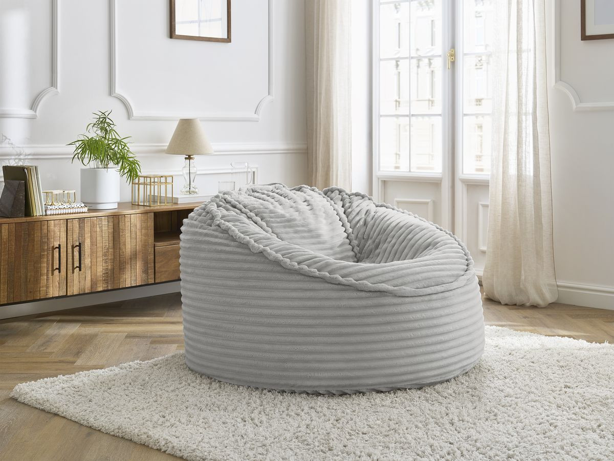 Bobochic Socrate Pouf Breitcord weich Hellgrau