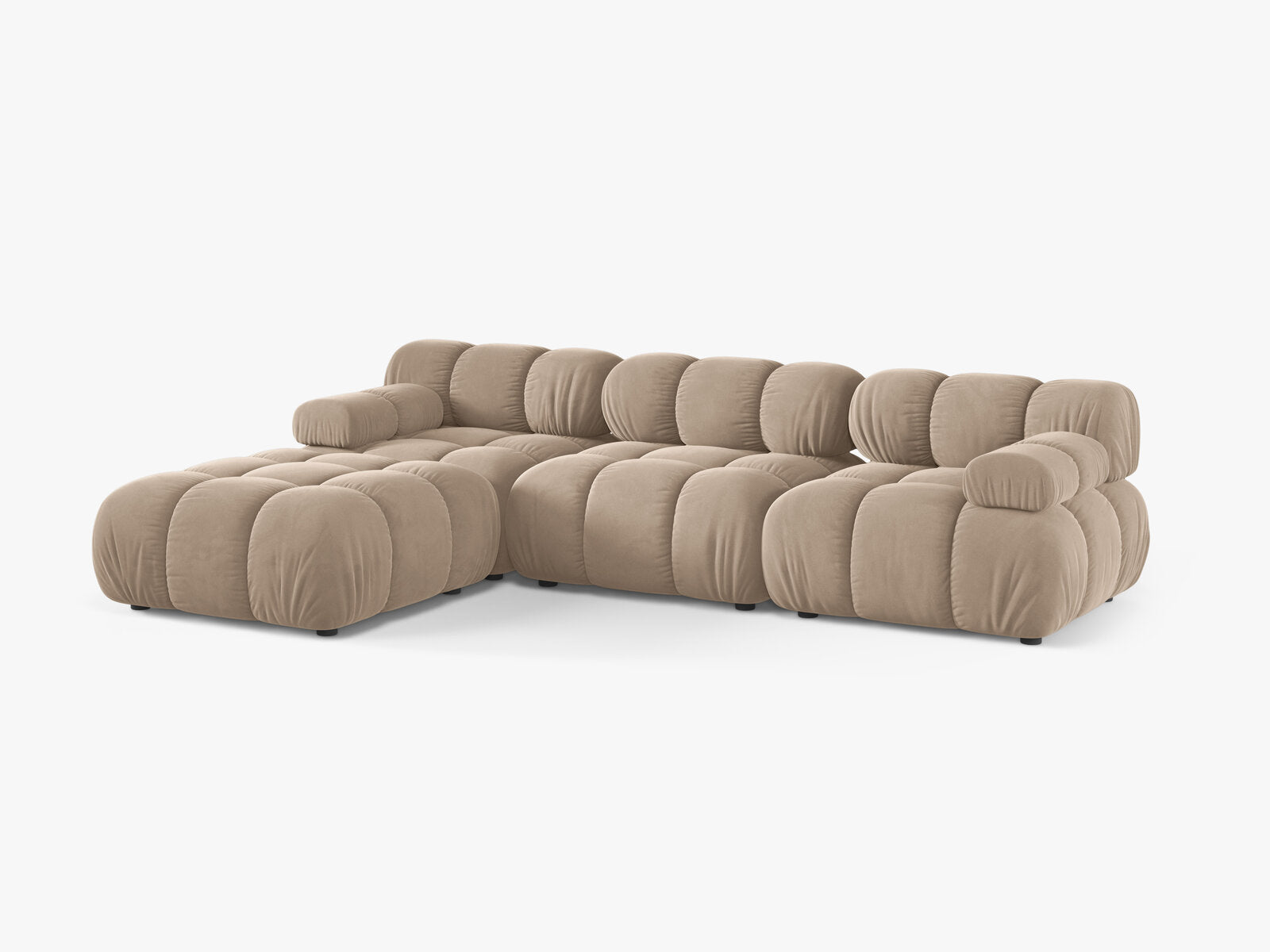 Micadoni Modulares Sofa Bellis 4-Sitzer mit flachem Modul Samt Venus Beige