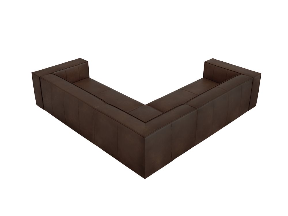 Cosmopolitan Design Symmetrisches Ecksofa Turin 5-Sitzer Leder Granada Dunkelbraun