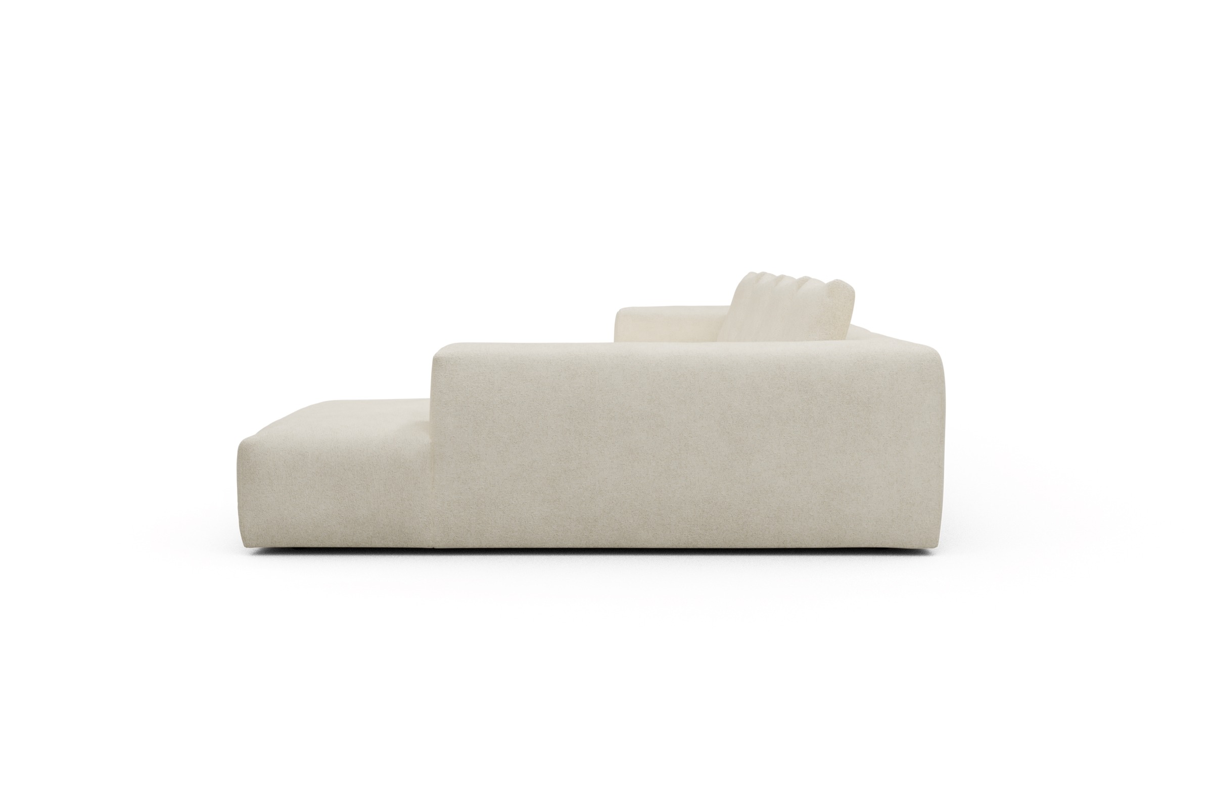 Wohnlandschaft Fred Relax-Ecke rechts mit 2-Sitzer und Chaiselongue links Boucle-Off-White