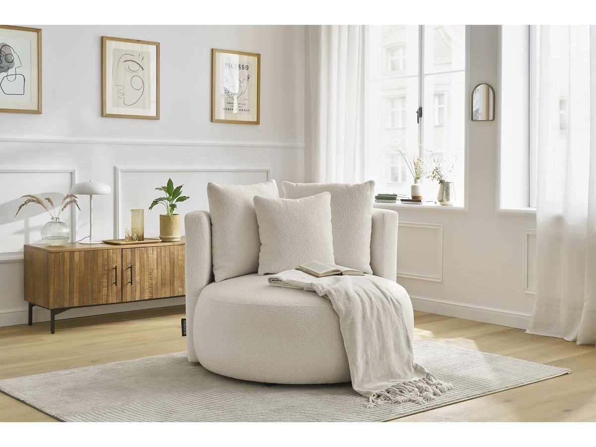 Bobochic Cesar Sessel Bouclé-Stoff Beige