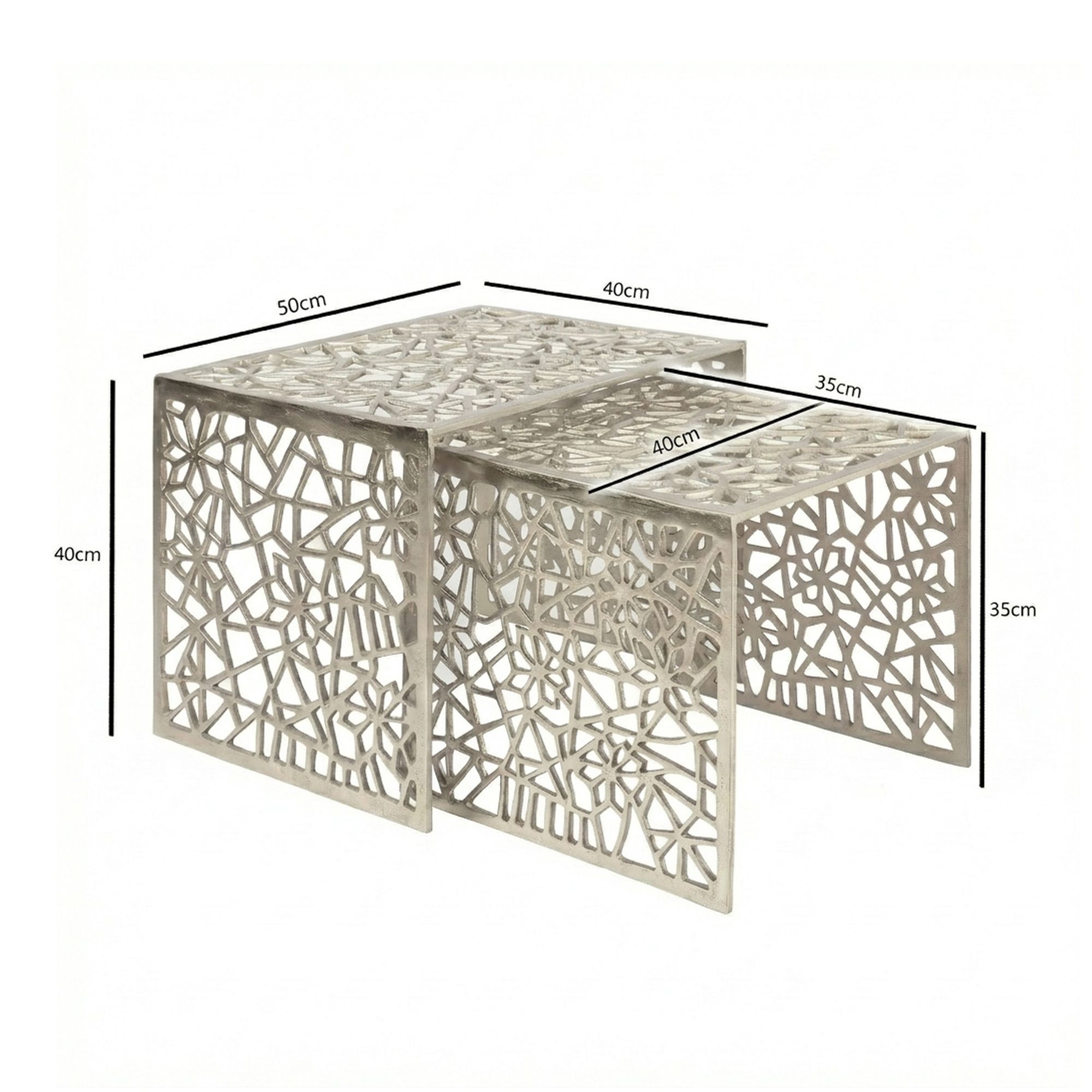 Satztisch 2er-Set Vevelstad Aluminium Silber 50 × 40 × 40 cm