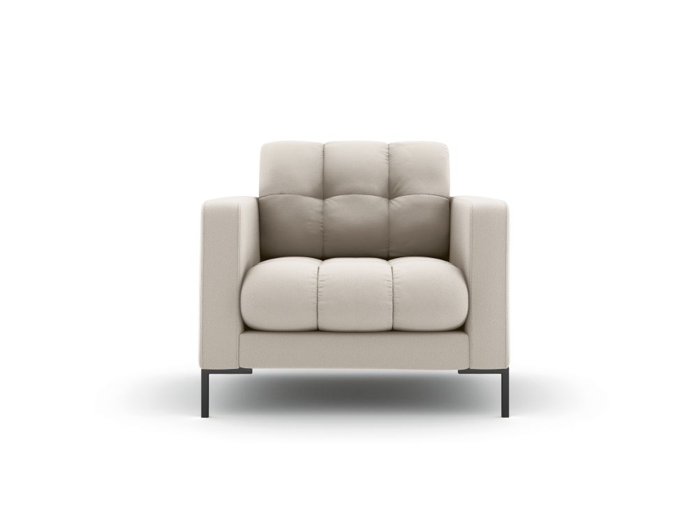 Cosmopolitan Design Sessel Bali Strukturierter Stoff Neve Beige Beine Schwarzes Metall