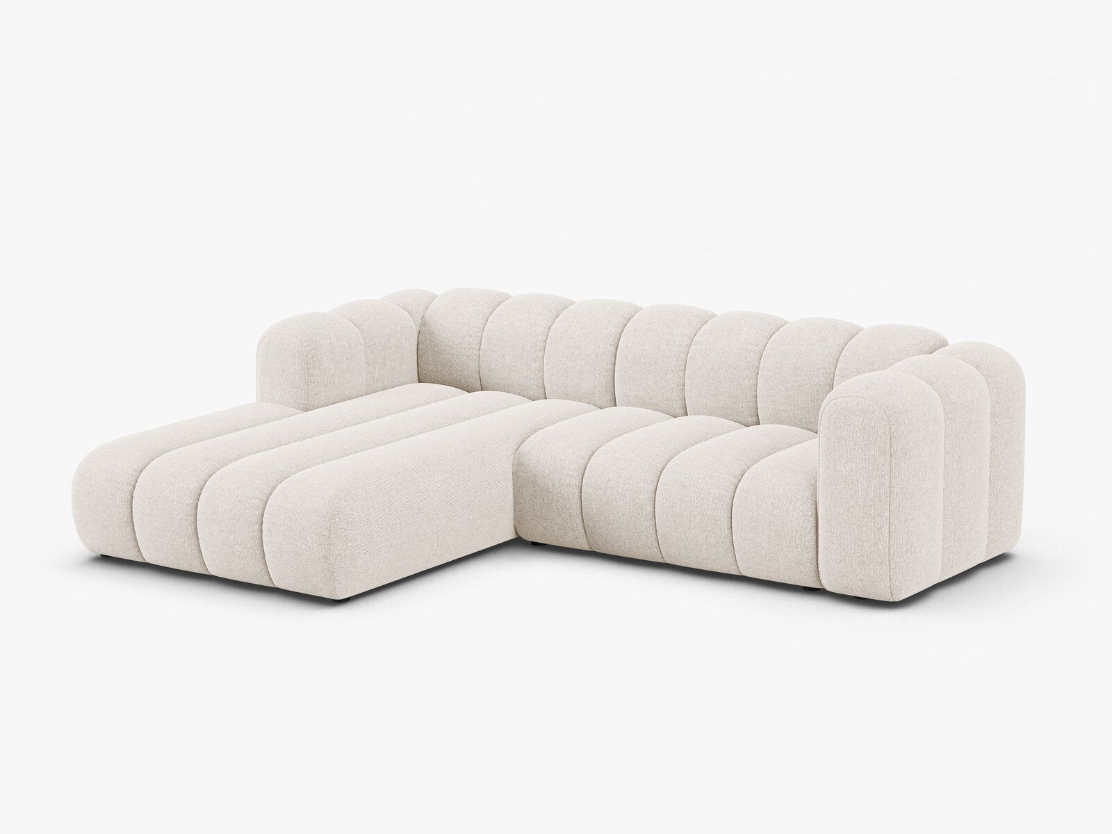 Micadoni Modulares Ecksofa Lupine 4-Sitzer mittelgroß Links Chenille Eden Helles Beige