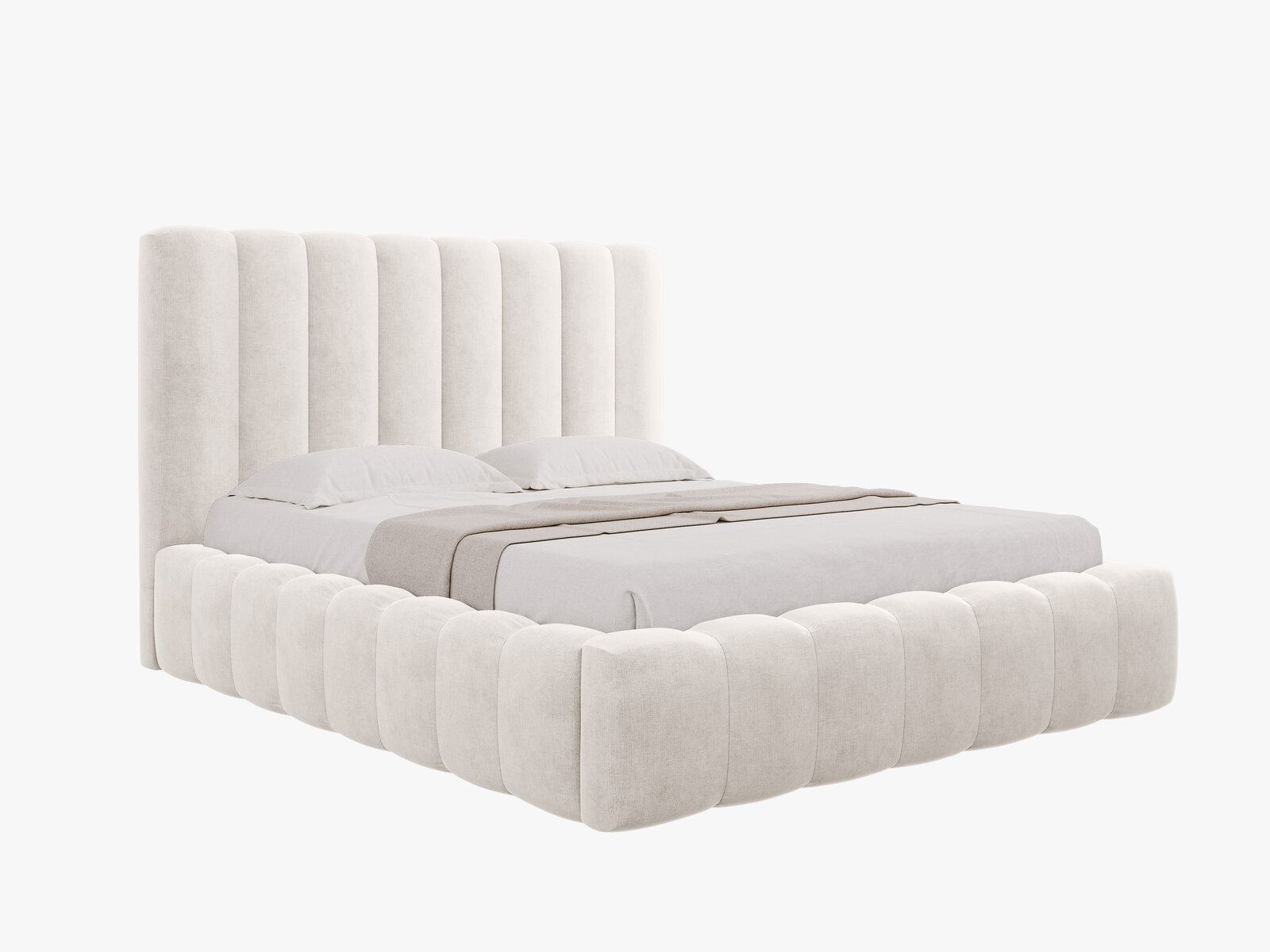 Micadoni Bett Kelp Strukturierter Stoff Moly Grau Beige Melange