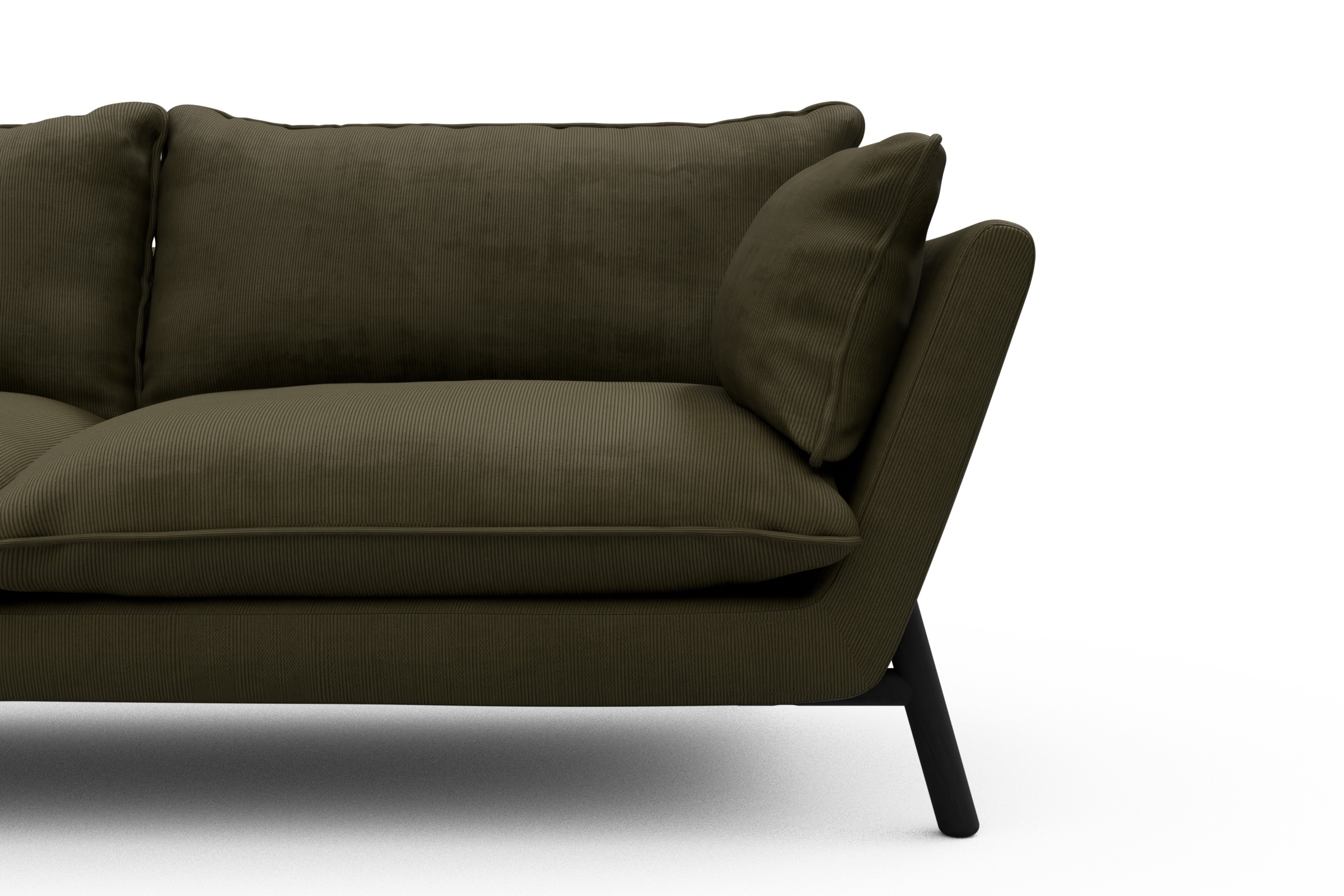 Sofa Emil PREMIUM 3-Sitzer Beinfarbe Eiche Schwarz Cordufine-Pine-Green