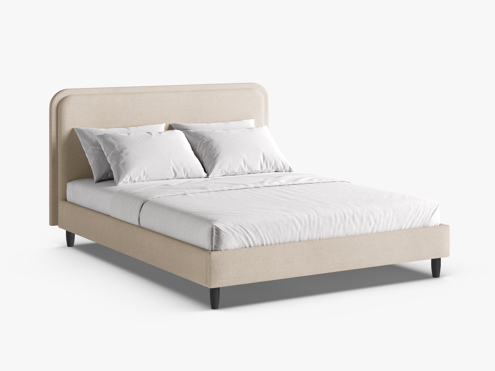 Micadoni Stauraumbett mit Kopfteil Aveline Boucle Baloo Beige 200x200