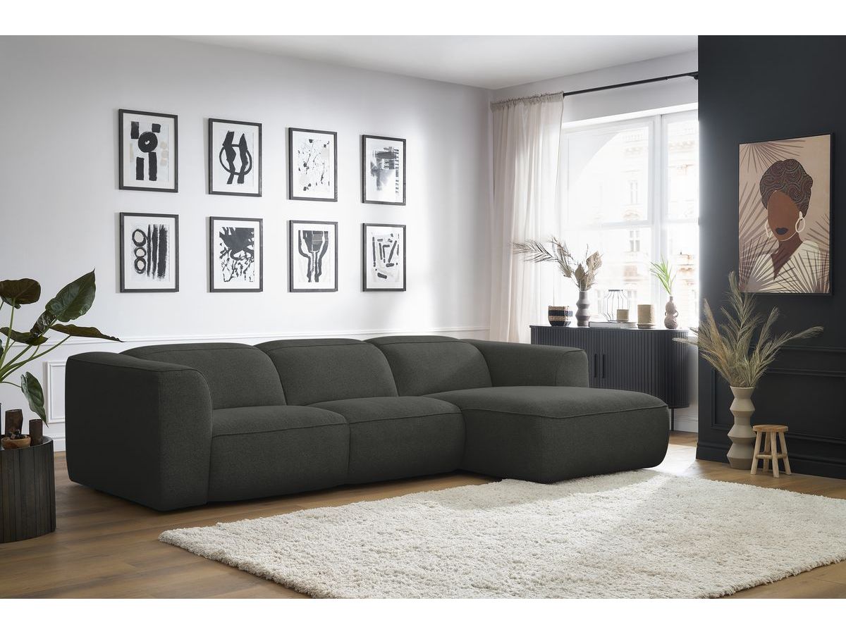 Bobochic William Ecksofa Melange-Stoff Dunkelgrau Ecke rechts
