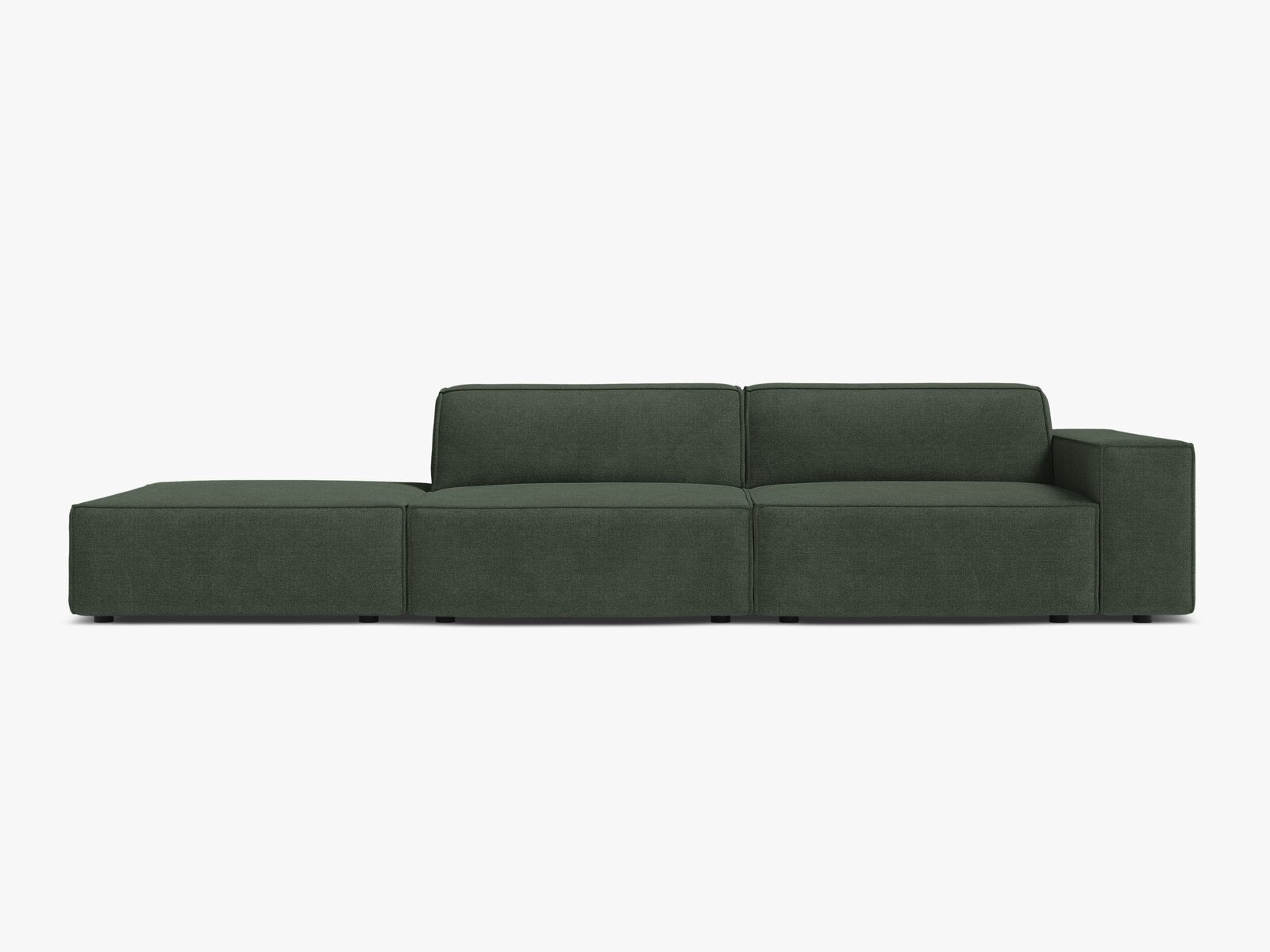 Micadoni Sofa Jodie 3-Sitzer Links Strukturierter Stoff Liberty Moßgrün