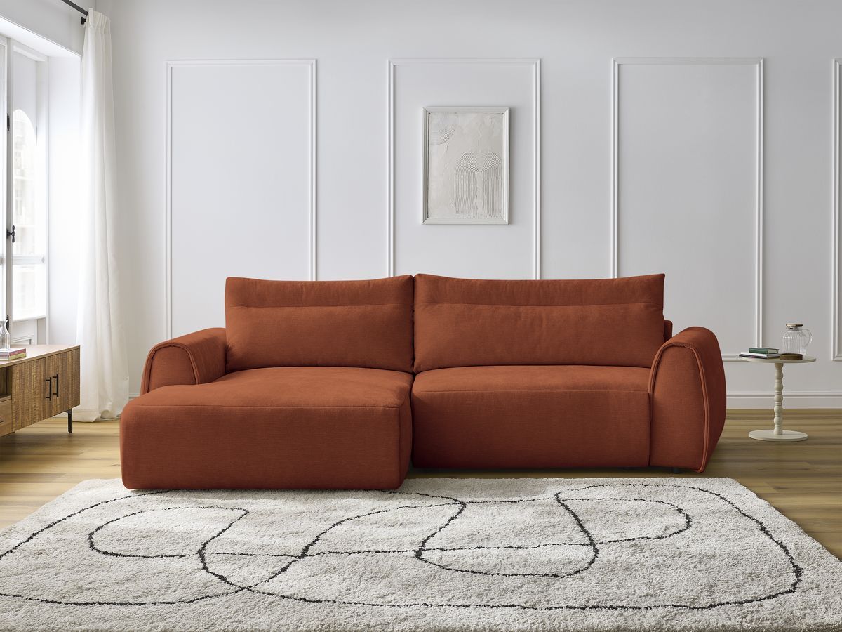 Bobochic Aden Ecksofa 293 × 152 cm Stoff Orange Ecke links