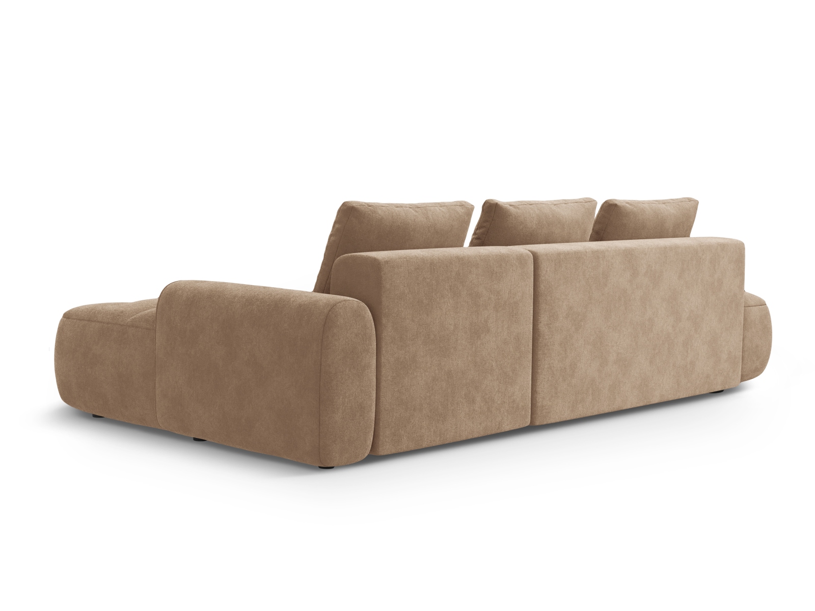 Cosmopolitan Design Ecksofa Linz 3-Sitzer offen mit Schlaffunktion Samt Vogue Dunkelbeige Rechts