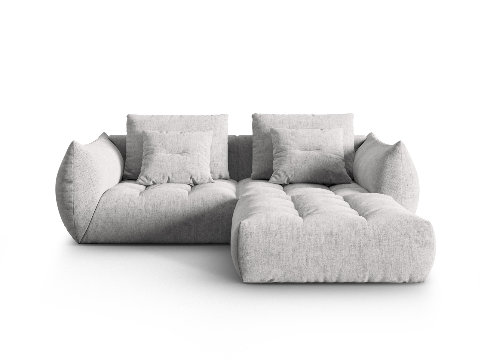 Micadoni Ecksofa Bloom 3-Sitzer Strukturierter Stoff Silber