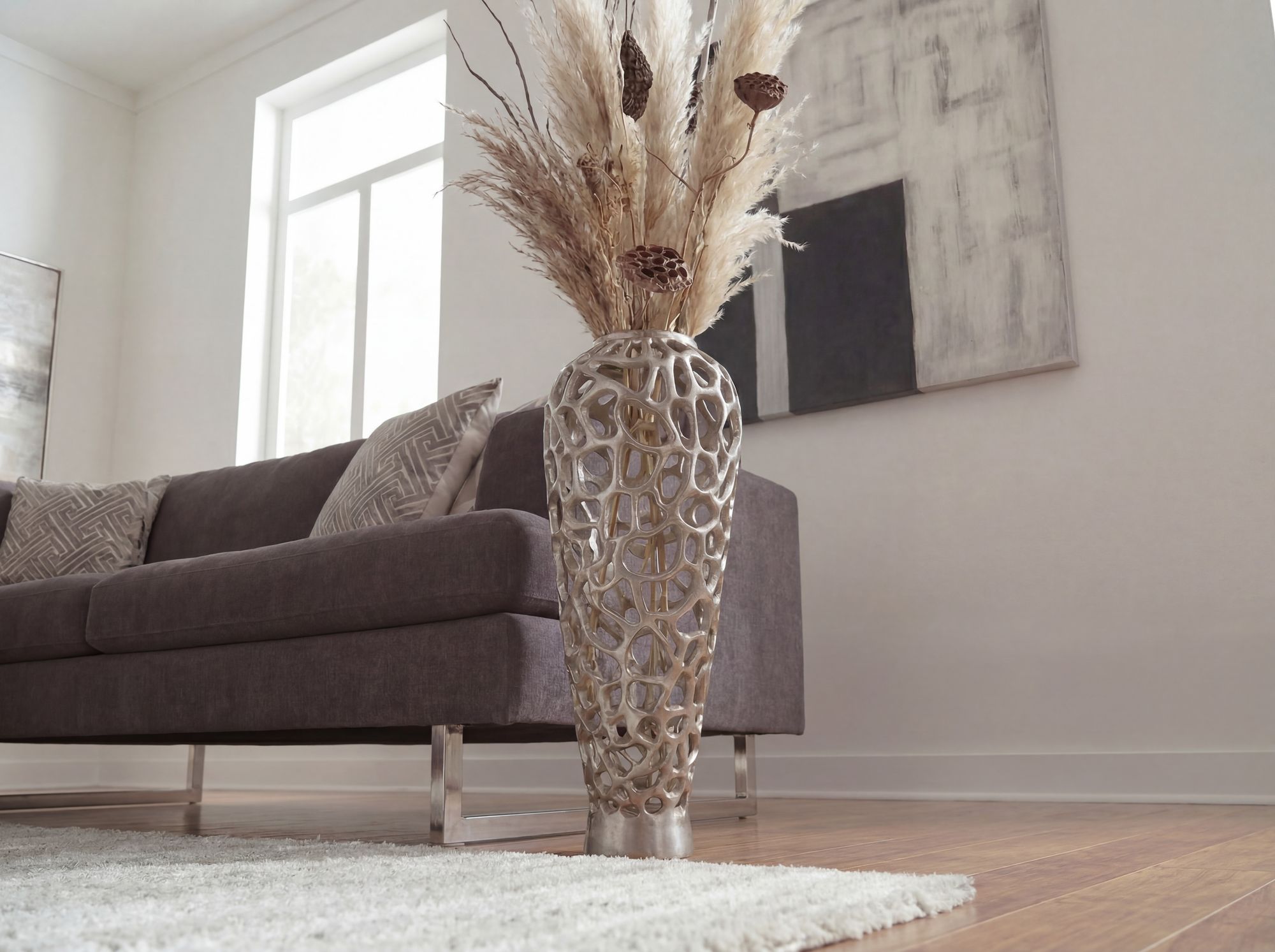 Bodenvase Rolvsoy Aluminium Silber Ø 31 cm