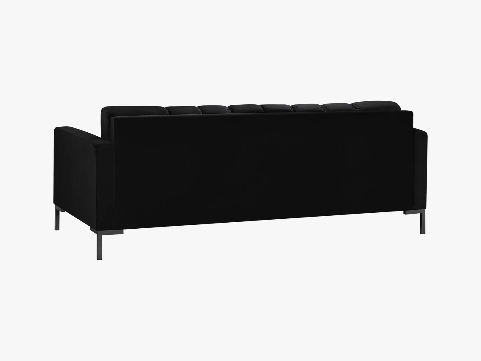 Micadoni Sofa Mamaia 3-Sitzer Samt Bluvel Schwarz schwarze Beine