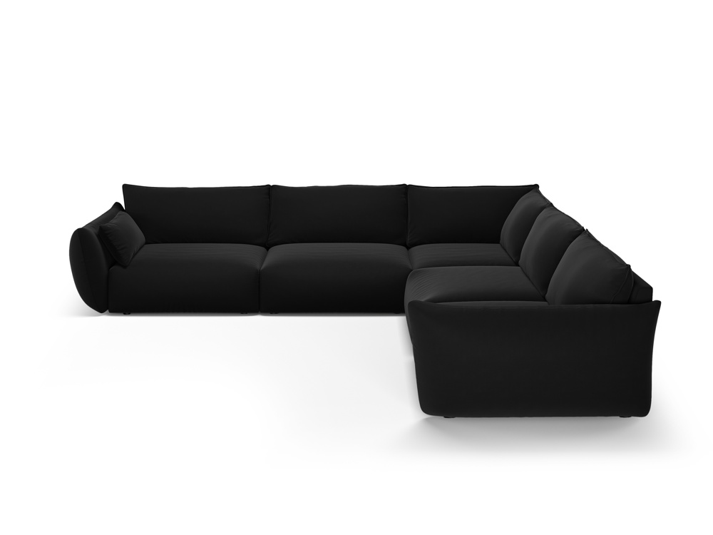 Cosmopolitan Design Symmetrisches Ecksofa Matera 7-Sitzer Samt Salvador Schwarz