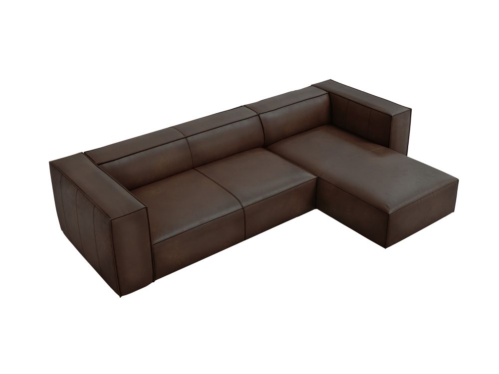 Cosmopolitan Design Ecksofa Turin 5-Sitzer Leder Granada Dunkelbraun Rechts
