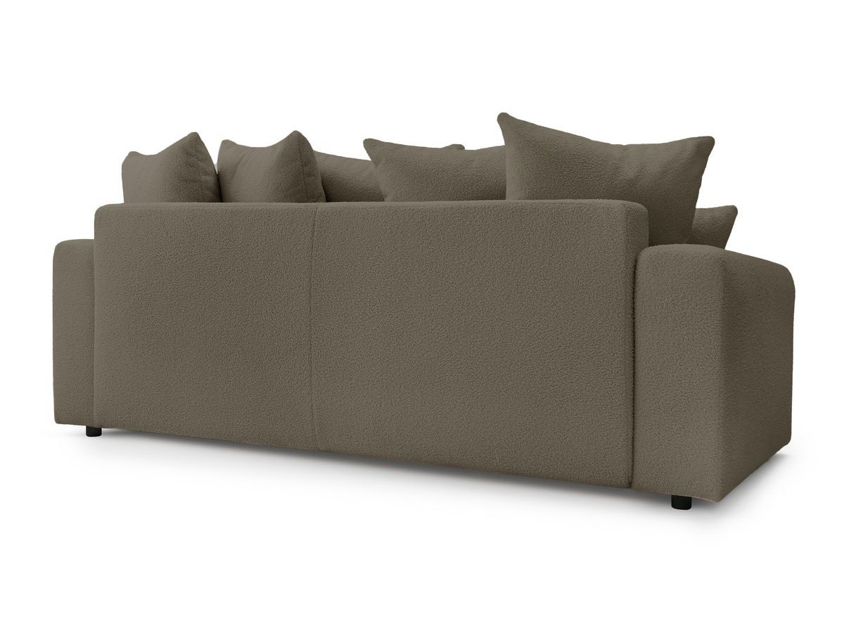 Bobochic Envy Schlafsofa 3-Sitzer mit Bettkasten und rundem Pouf Bouclé-Stoff Braun