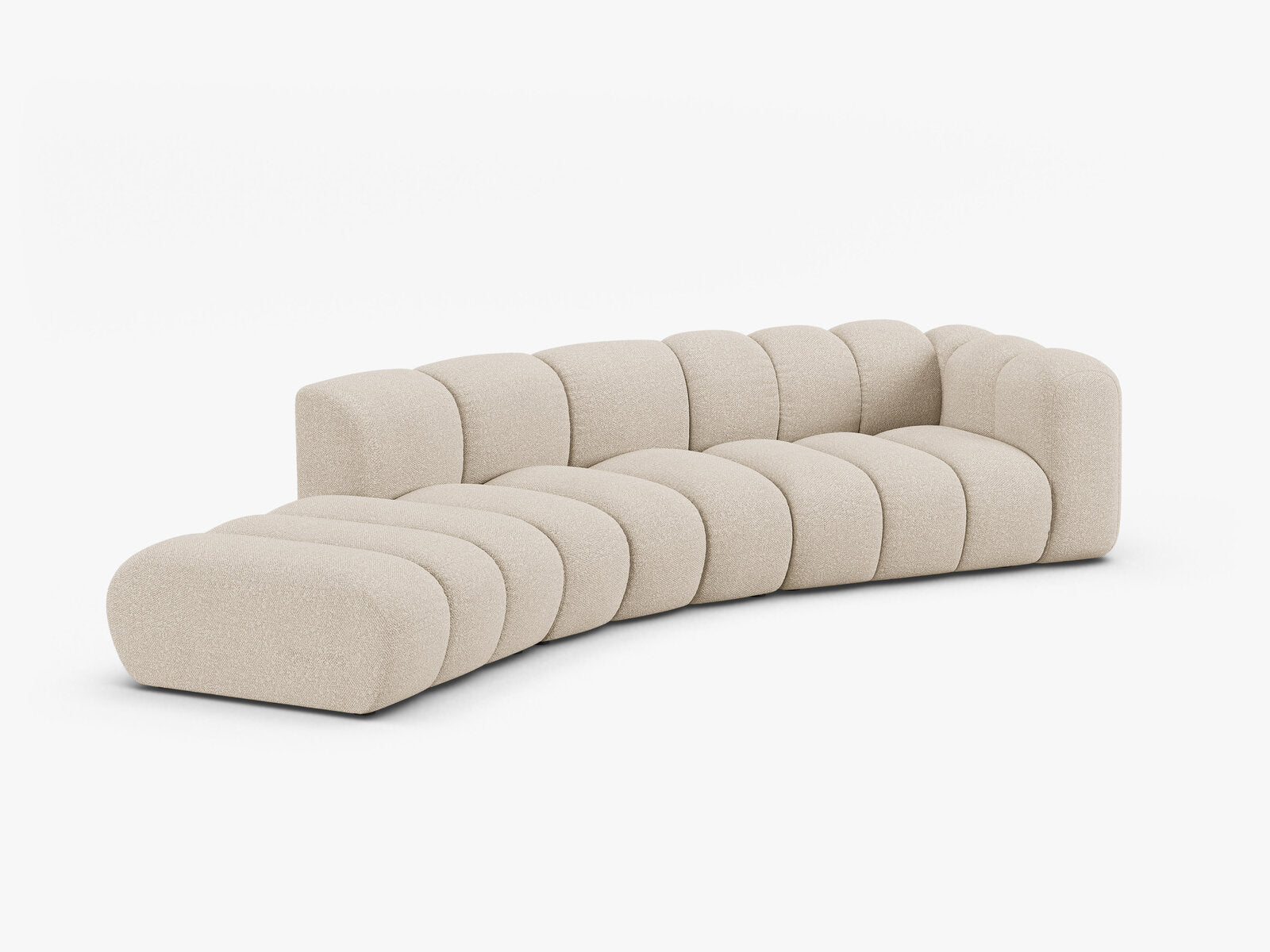 Micadoni Modulares Sofa Lupine 5-Sitzer Links Boucle Baloo Beige