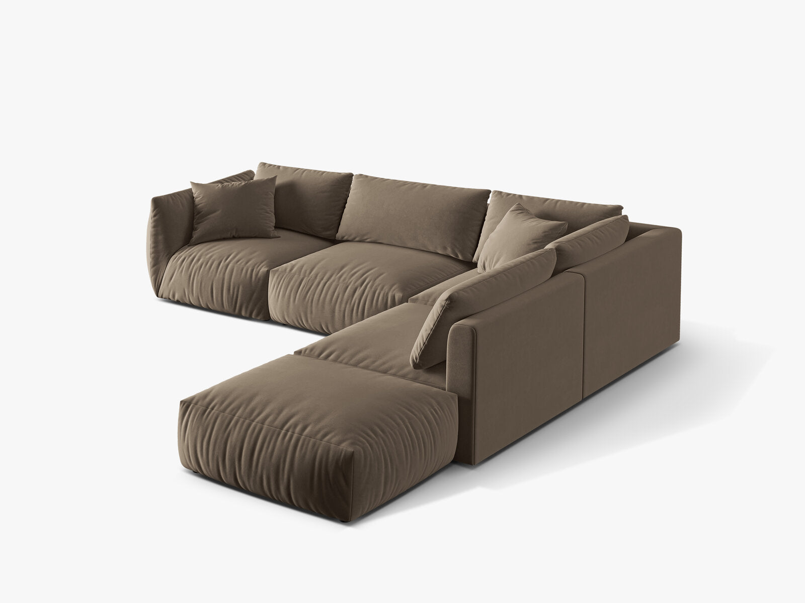 Micadoni Modulares Ecksofa Chris 4-Sitzer Rechts Samt Hellbraun