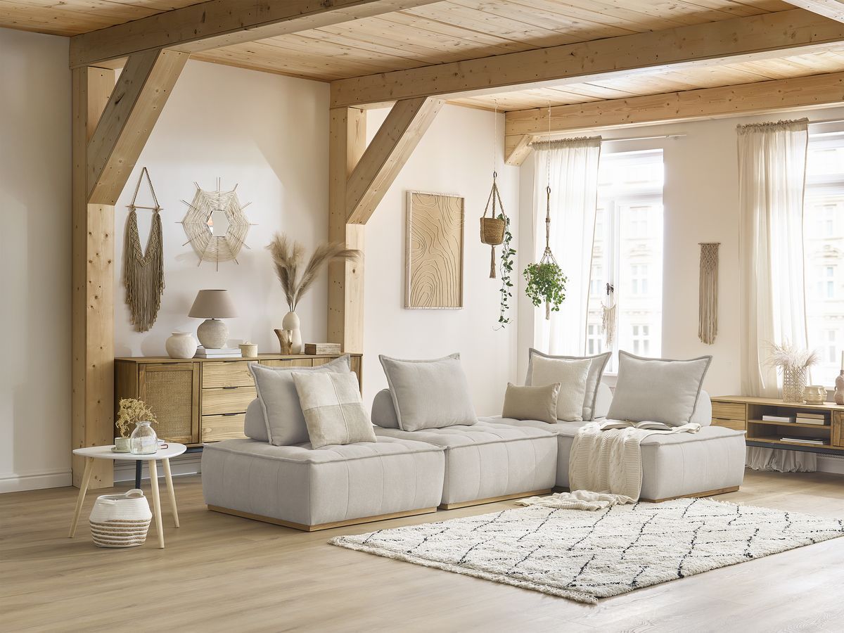 Bobochic Elisa Ecksofa Strukturstoff Beige