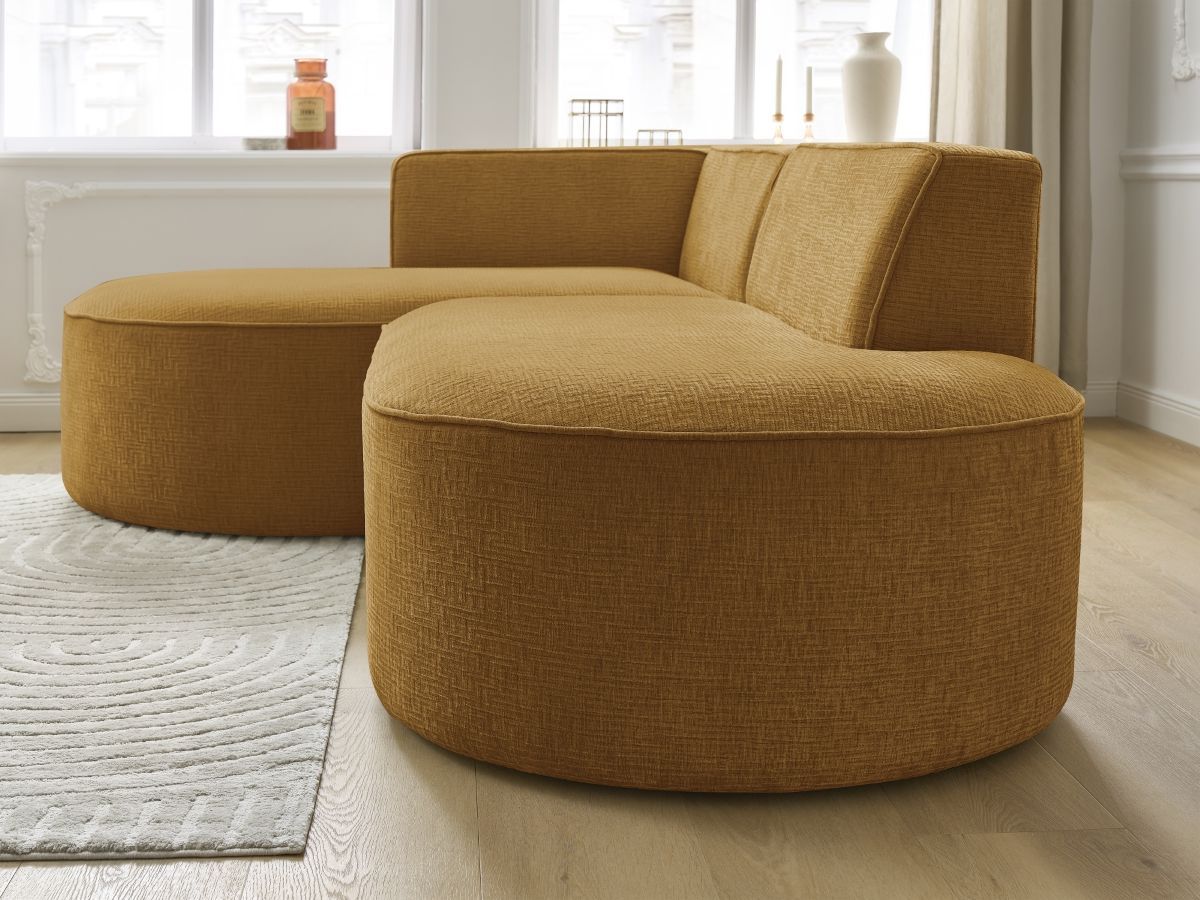 Bobochic Rousseau Ecksofa Strukturstoff Gelb Ecke links