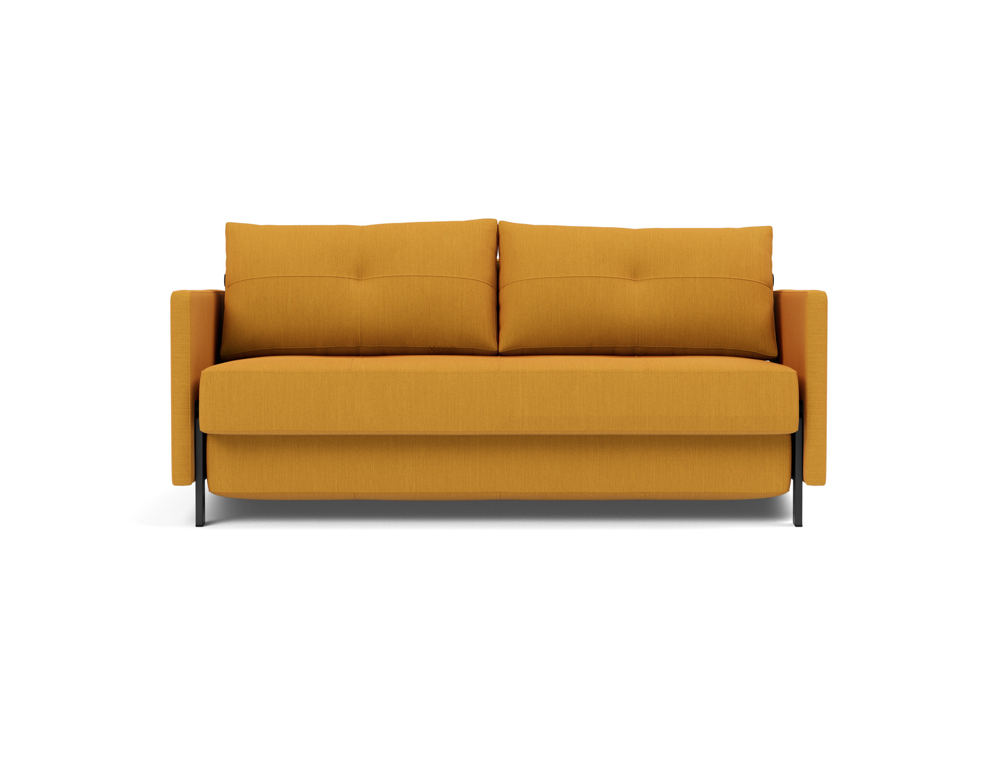 Schlafsofa Cubed mit Armlehnen 160 Flachgewebe Elegance 507-Burned-Curry