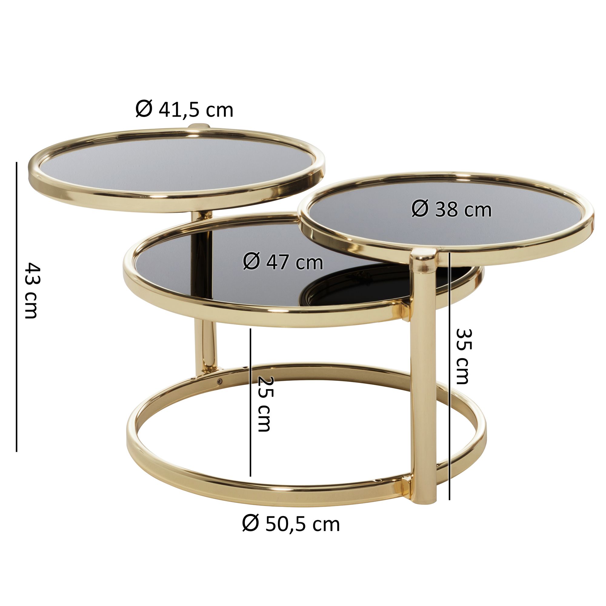 Couchtisch Idestrup Schwarz Ø 58 cm