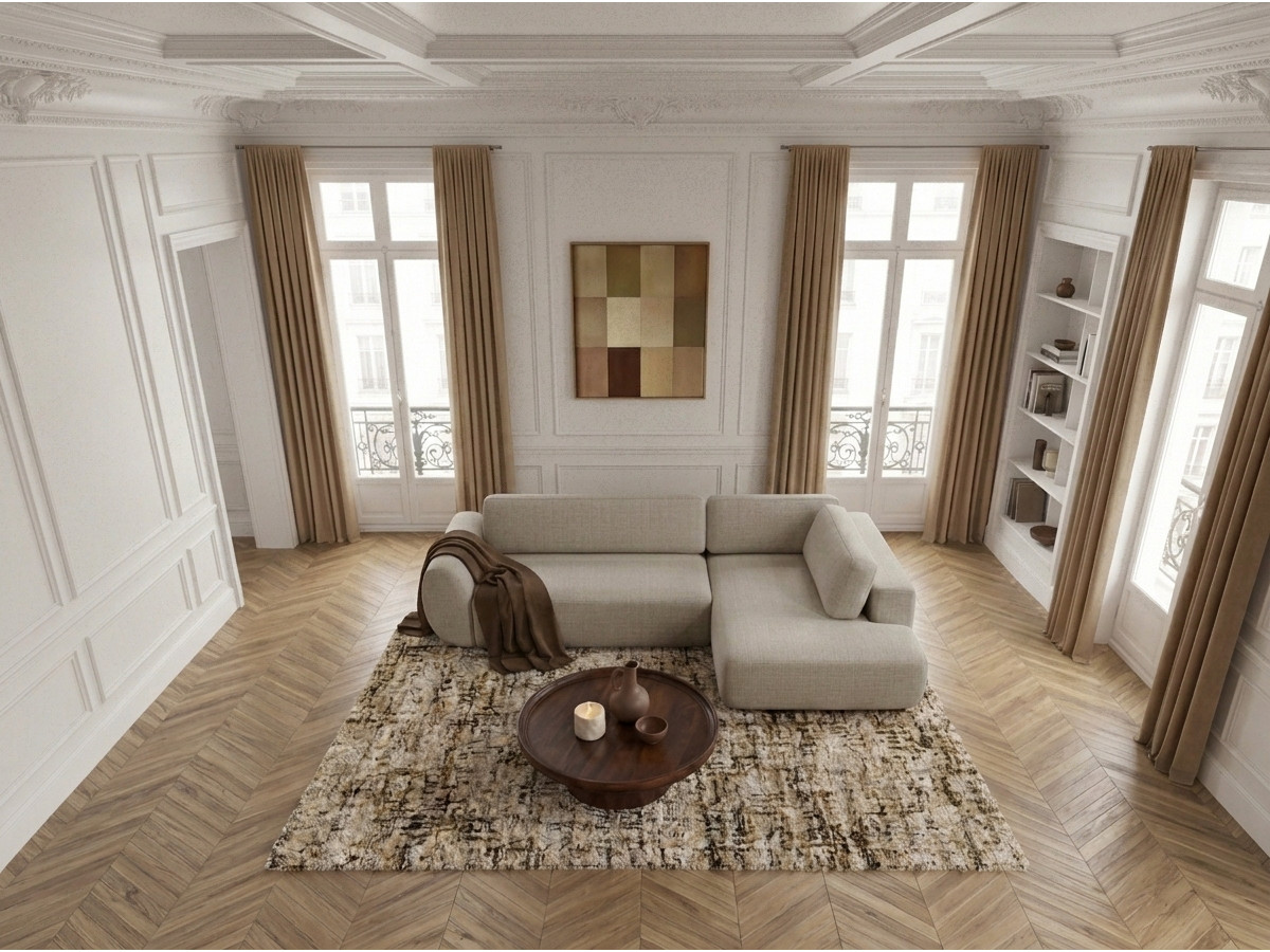 Bobochic Denise Ecksofa mit Schlaffunktion und Bettkasten 256 × 197 cm Strukturstoff Beige Ecke rechts