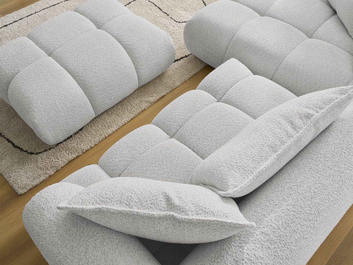 Bobochic Alya Ecksofa mit Pouf Bouclé-Stoff Hellgrau Ecke links
