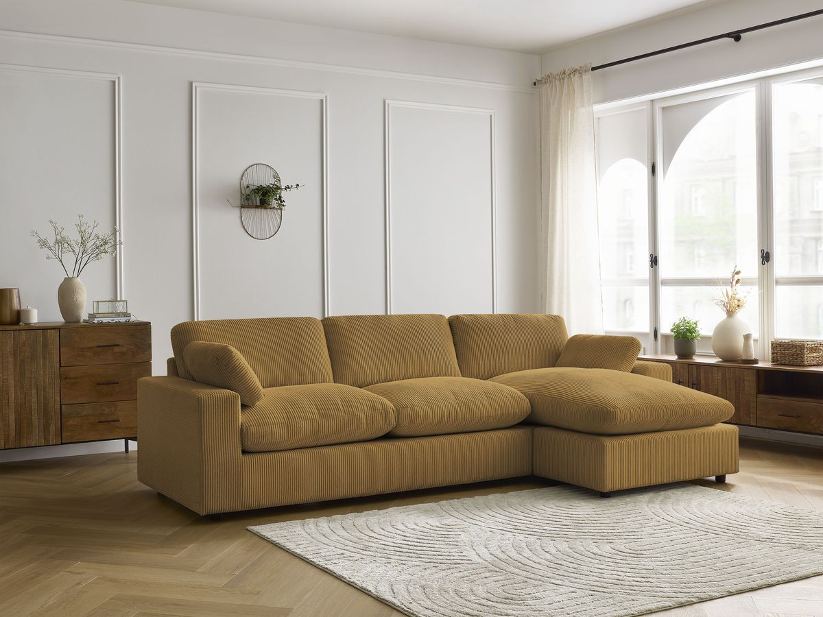 Bobochic Belair Ecksofa 280 × 139 cm Cordsamt Gelb