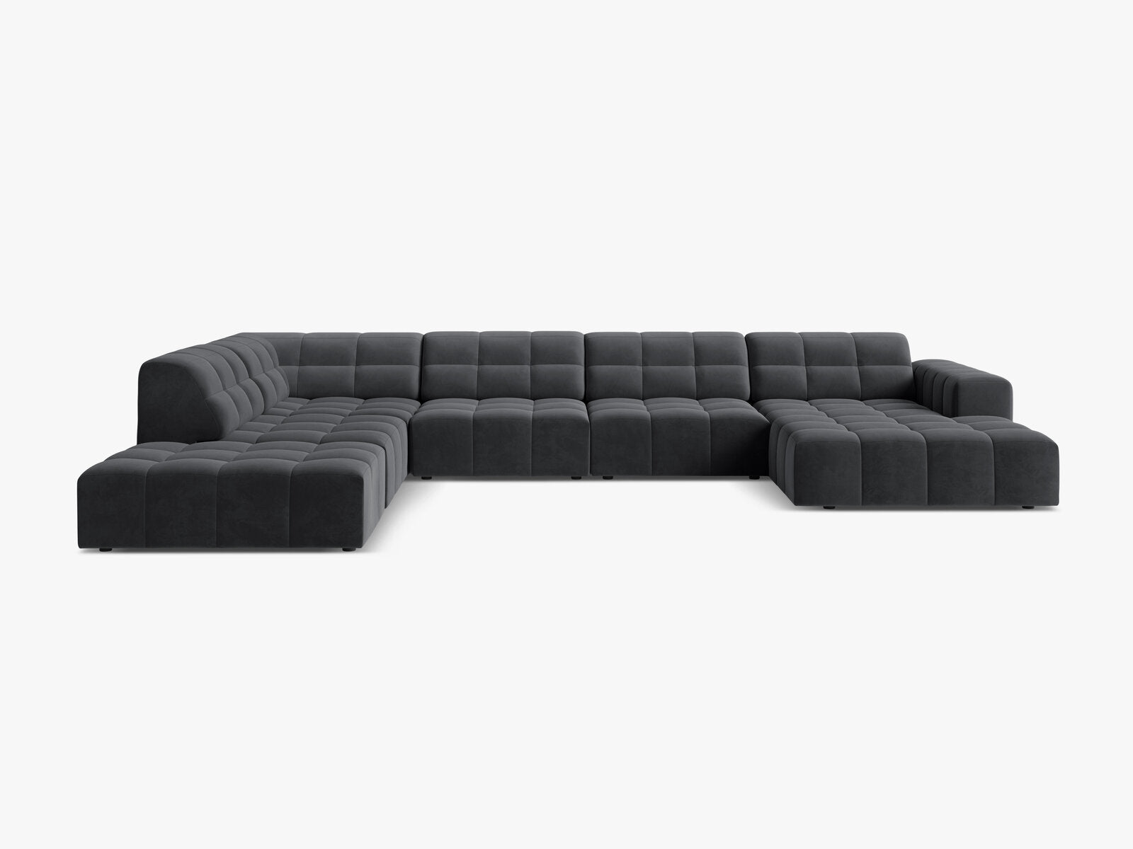 Micadoni Panorama Ecksofa Jennifer 7-Sitzer Links Samt Bluvel Grau