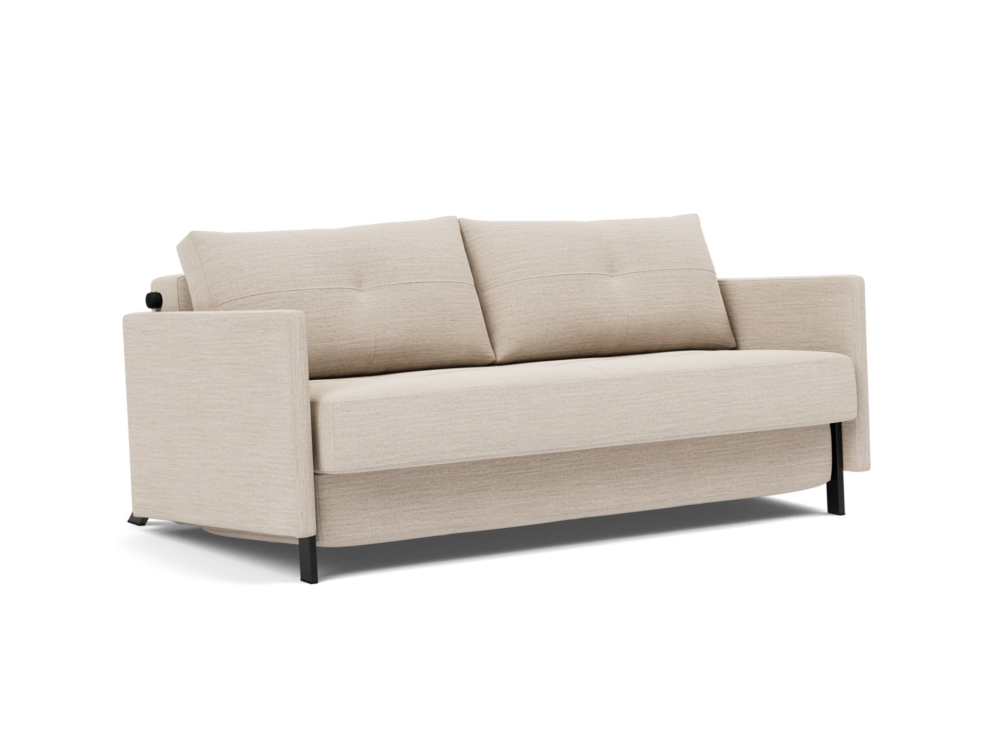 Schlafsofa Cubed mit Armlehnen 160 Webstoff Blida 612-Sand-Grey