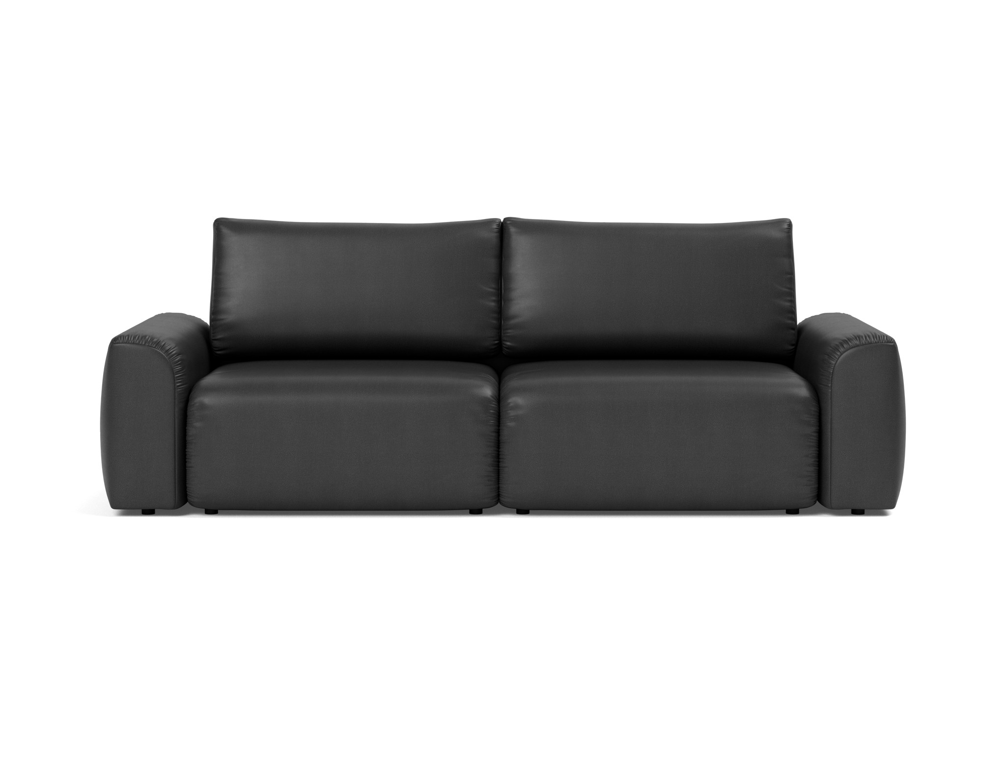 Schlafsofa Norum mit Chunky-Armlehnen Lederoptik Faunal 550-Black