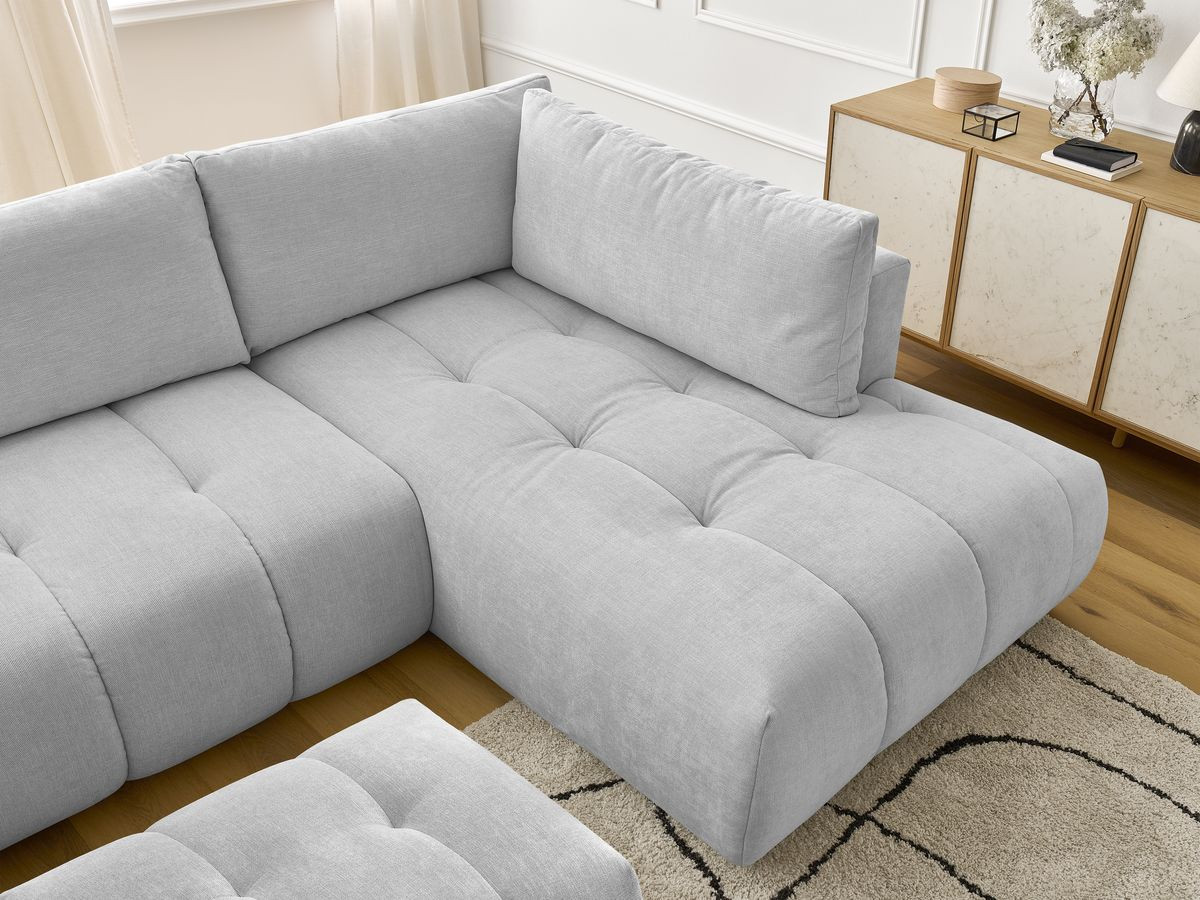Bobochic Fuji Wohnlandschaft mit Pouf Stoff Hellgrau Ecke links