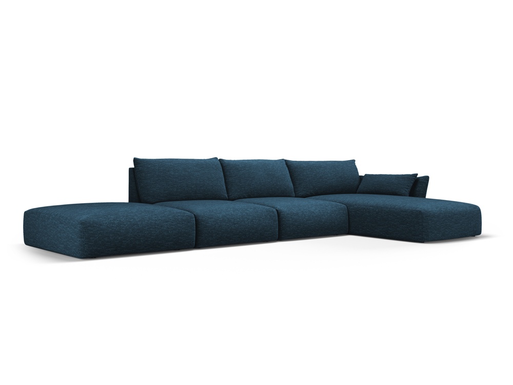 Cosmopolitan Design Ecksofa Matera 5-Sitzer offen Chenille Eden Marineblau Rechts