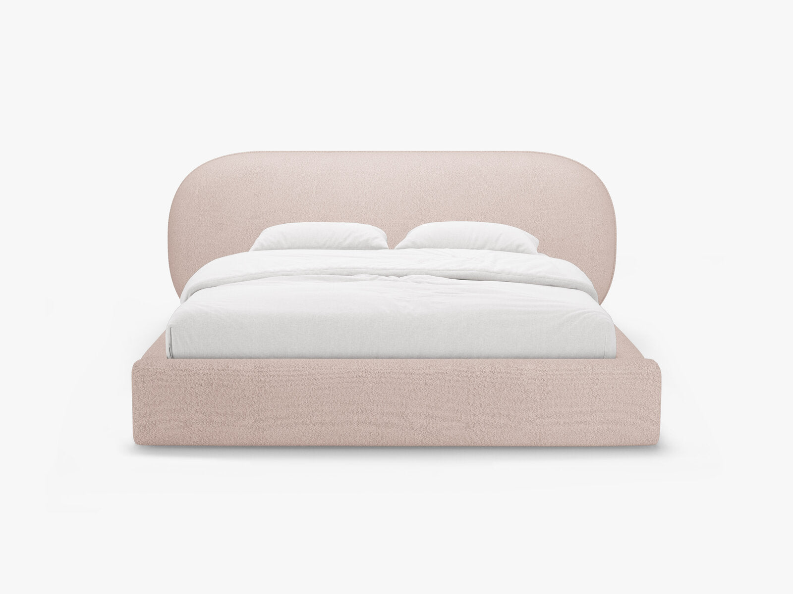Micadoni Stauraumbett mit Kopfteil Ovalo Boucle Baloo Puderrosa 140x200