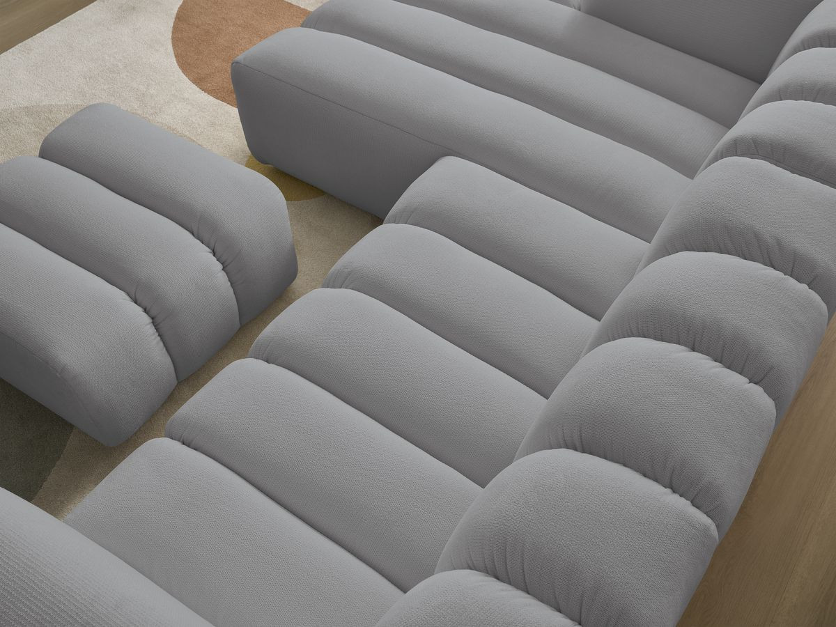Bobochic Talia Ecksofa mit Pouf Melange-Stoff Hellgrau Ecke links