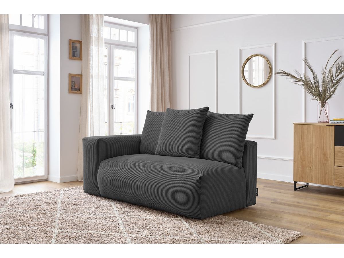 Bobochic Voltaire Sofamodul 2-Sitzer 178 × 100 cm Cordsamt Dunkelgrau Ecke links
