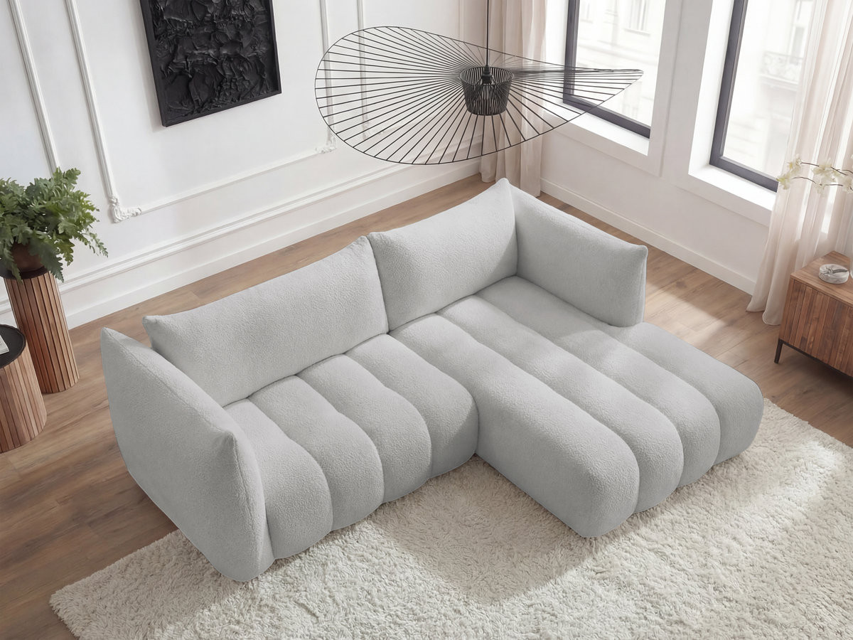 Bobochic Azra Ecksofa 262 × 178 cm Bouclé-Stoff Hellgrau Ecke rechts