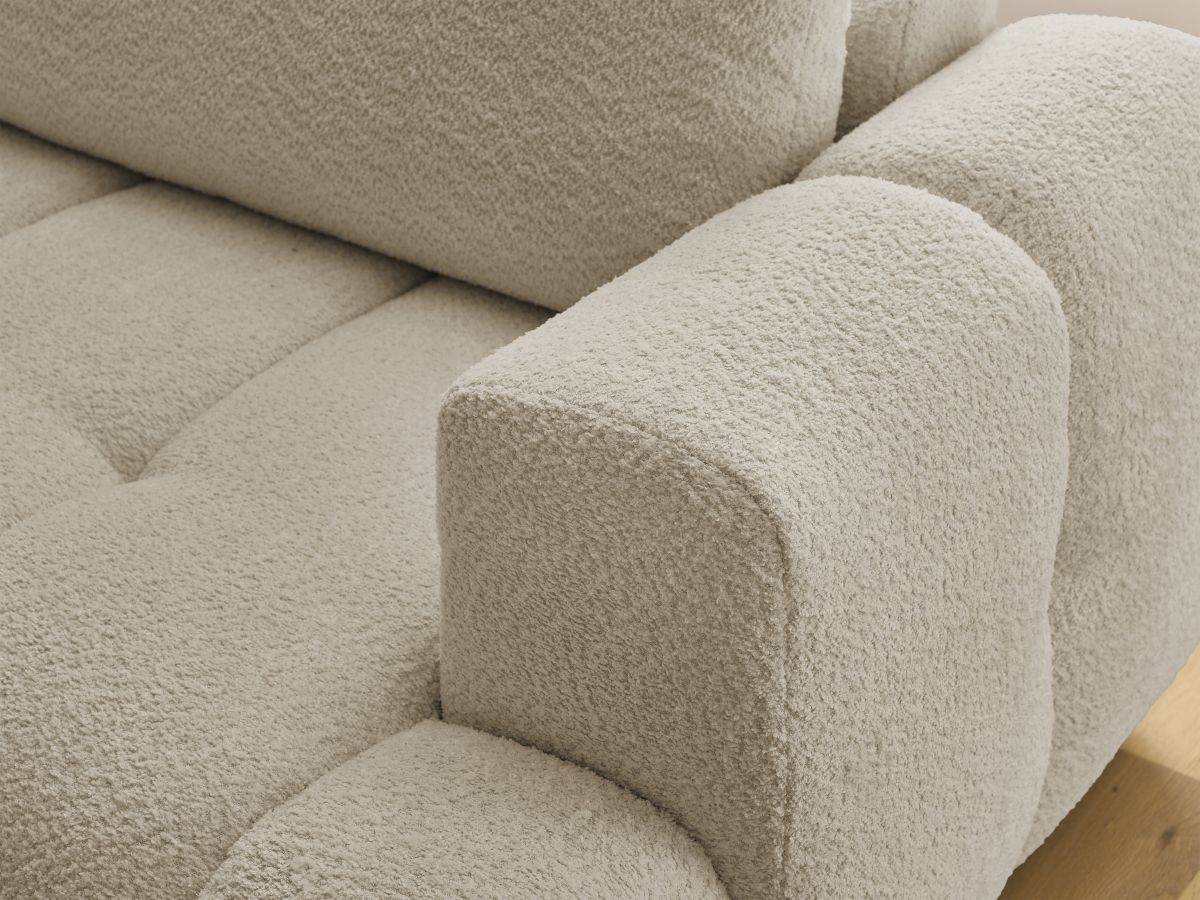 Bobochic Fuji Ecksofa mit Schlaffunktion und Bettkasten 282 × 204 cm Bouclé-Stoff Beige Ecke links