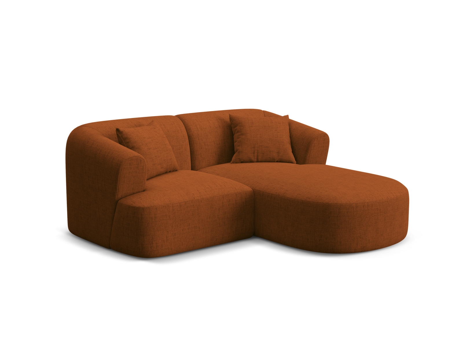 Cosmopolitan Design Ecksofa Campi 3-Sitzer Strukturierter Stoff Moly Ziegel Rechts