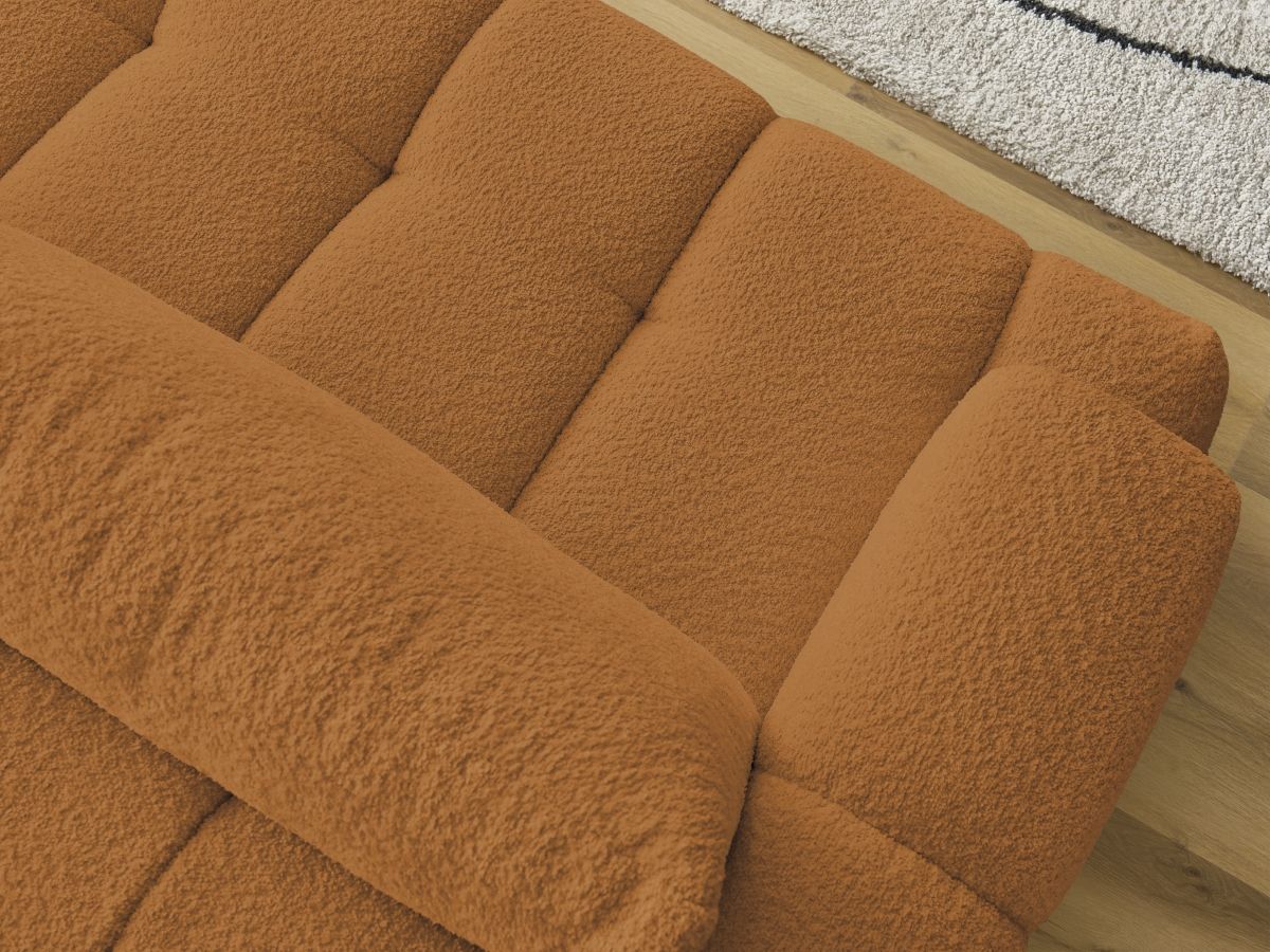 Bobochic Fuji Schlafsofa 3-Sitzer mit Bettkasten Bouclé-Stoff Gelb